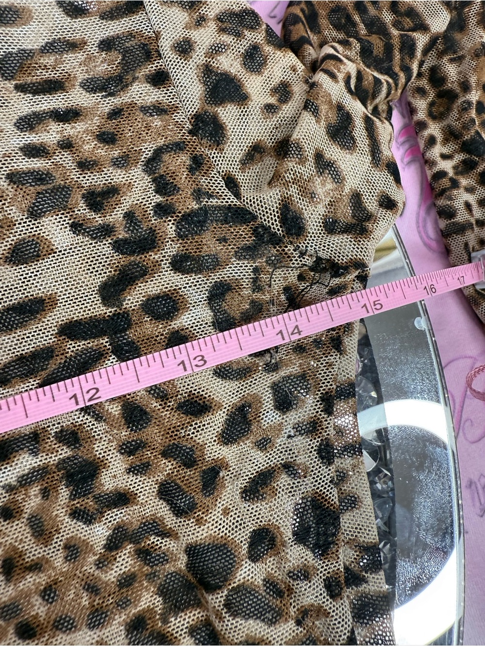 Seductions bodysuit mesh Leopard Print Long-Sleeve Mesh Bodysuit - Beige - Picture 7 of 8